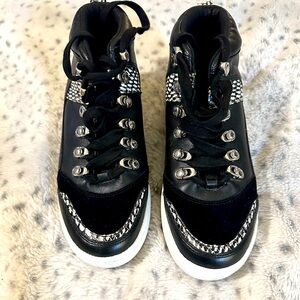 Vince Camuto Black and White High-Top Sneakers